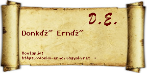 Donkó Ernő névjegykártya